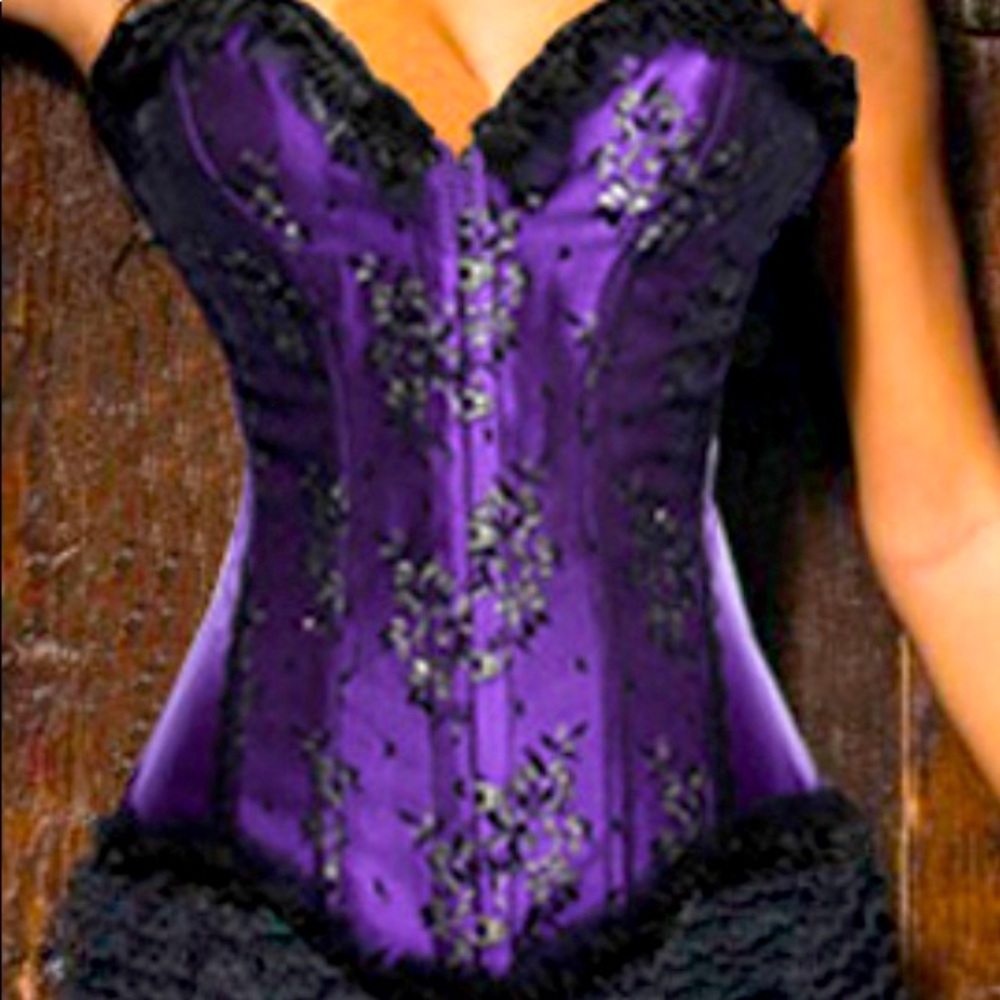 Purple Satin lace up corset